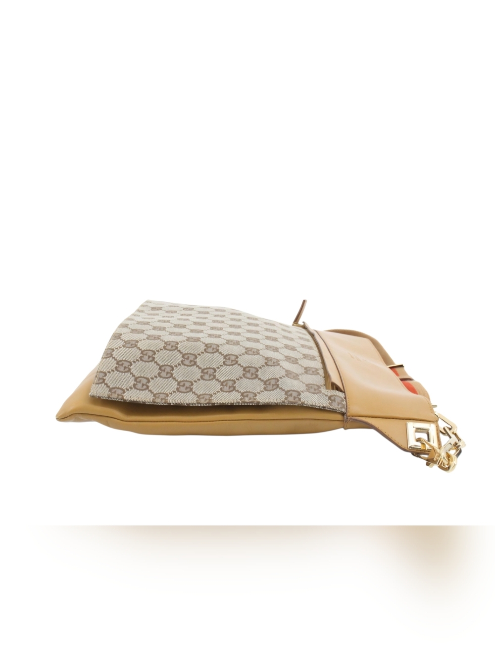 Gucci GG Web Crossbody Bag Monogram Canvas with Tan Leather Trim - Picture 4 of 8